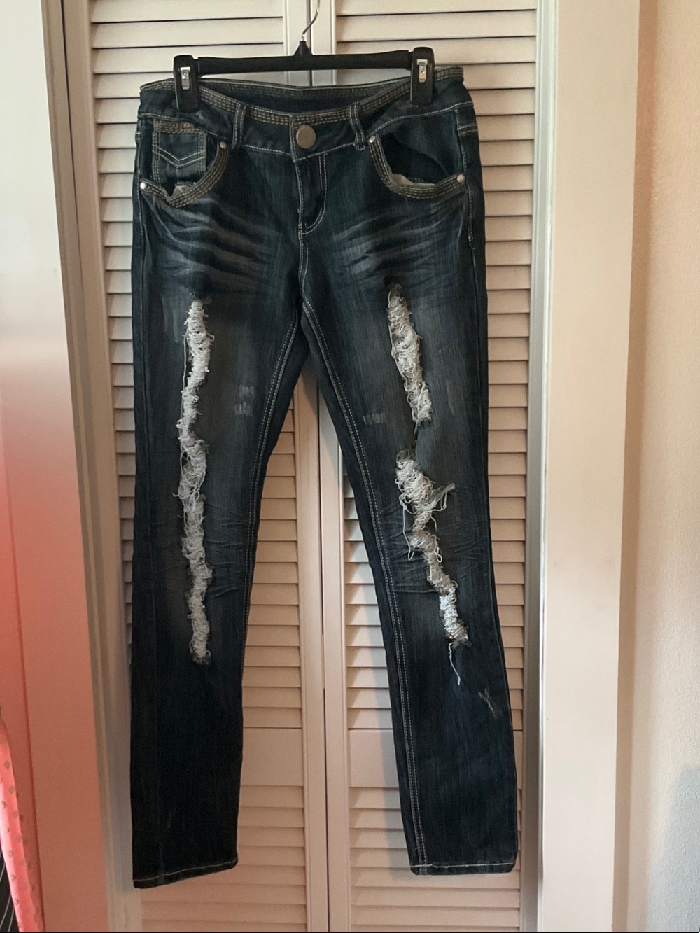 Almost Famous Dark Blue Distressed Skinny Jeans